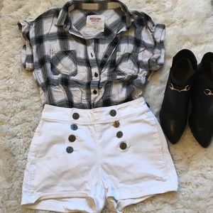 Express High waisted sailor style white shorts